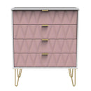 Glitz Ready Assembled 4 Drawer Chest in Kobe Pink & White