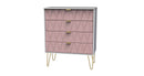 Glitz Ready Assembled 4 Drawer Chest in Kobe Pink & White