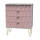 Glitz Ready Assembled 4 Drawer Chest in Kobe Pink & White