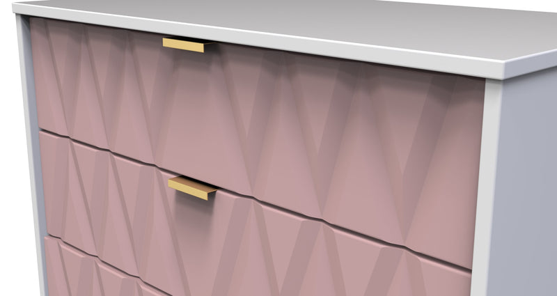 Glitz Ready Assembled 4 Drawer Chest in Kobe Pink & White