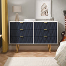 Glitz Ready Assembled 6 Drawer Wide Chest in Indigo Matt & White