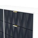 Glitz Ready Assembled 6 Drawer Wide Chest in Indigo Matt & White