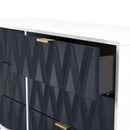 Glitz Ready Assembled 6 Drawer Wide Chest in Indigo Matt & White