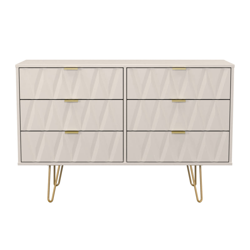 Glitz Ready Assembled 6 Drawer Wide Chest in Kashmir Matt