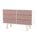 Glitz Ready Assembled 6 Drawer Wide Chest in Kobe Pink & White