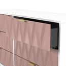 Glitz Ready Assembled 6 Drawer Wide Chest in Kobe Pink & White