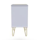 Glitz Ready Assembled 3 Drawer Bedside Table In Indigo Matt & White