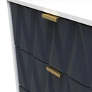 Glitz Ready Assembled 3 Drawer Bedside Table In Indigo Matt & White