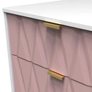 Glitz Ready Assembled 3 Drawer Bedside Table In Kobe Pink & White