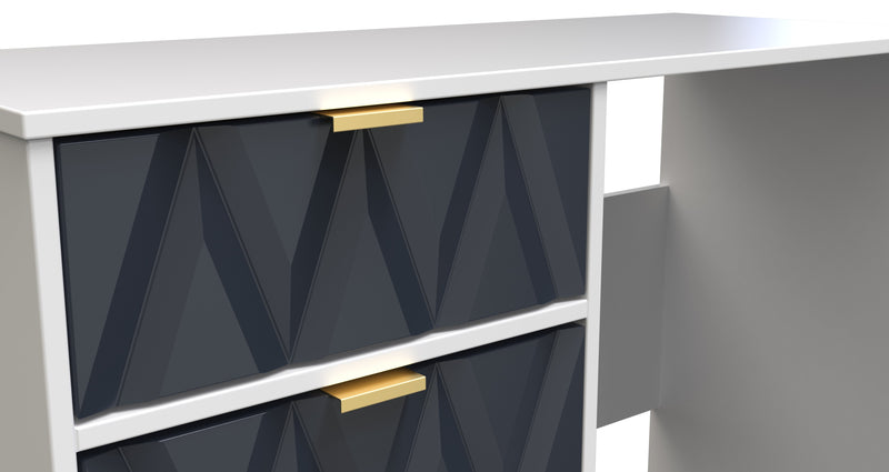 Glitz Ready Assembled 4 Drawer Vanity in Indigo Matt & White