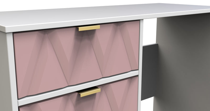 Glitz Ready Assembled 4 Drawer Vanity in Kobe Pink & White