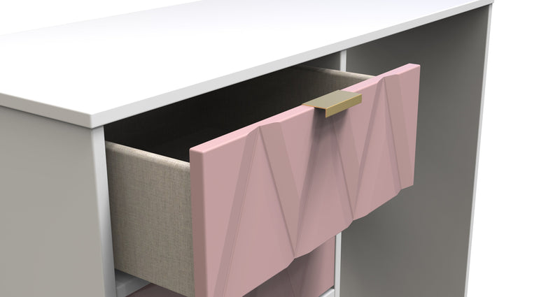 Glitz Ready Assembled 4 Drawer Vanity in Kobe Pink & White