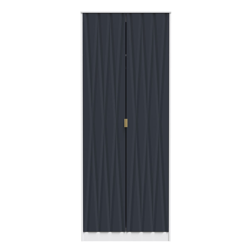Glitz Ready Assembled 2 Door Wardrobe in Indigo Matt & White