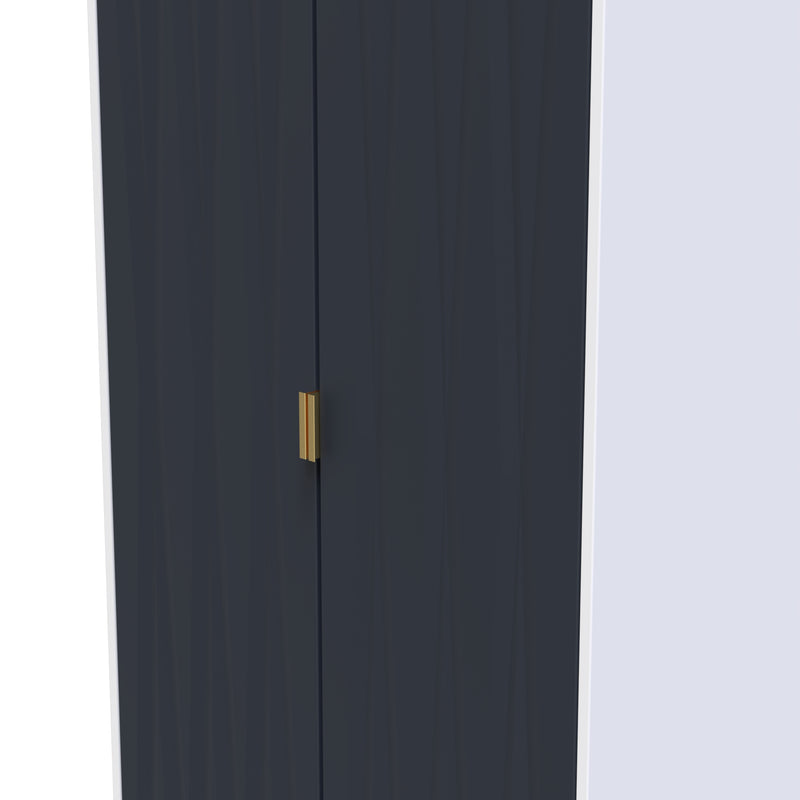 Glitz Ready Assembled 2 Door Wardrobe in Indigo Matt & White