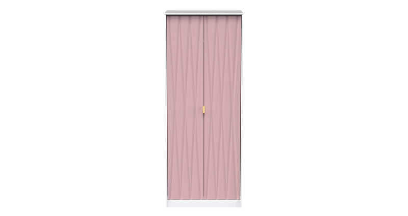 Glitz Ready Assembled 2 Door Wardrobe in Kobe Pink & White