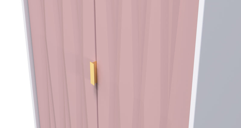 Glitz Ready Assembled 2 Door Wardrobe in Kobe Pink & White