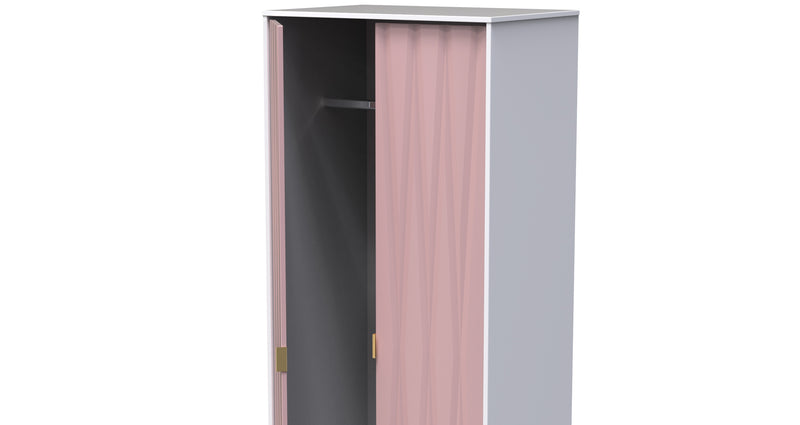 Glitz Ready Assembled 2 Door Wardrobe in Kobe Pink & White