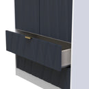 Glitz Ready Assembled 2 Door 2 Drawer Wardrobe in Indigo Matt & White