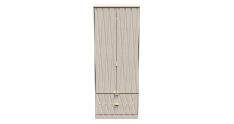 Glitz Ready Assembled 2 Door 2 Drawer Wardrobe in Kashmir Matt