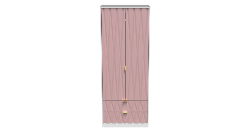 Glitz Ready Assembled 2 Door 2 Drawer Wardrobe in Kobe Pink & White