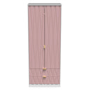 Glitz Ready Assembled 2 Door 2 Drawer Wardrobe in Kobe Pink & White
