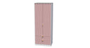 Glitz Ready Assembled 2 Door 2 Drawer Wardrobe in Kobe Pink & White
