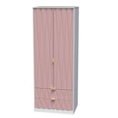 Glitz Ready Assembled 2 Door 2 Drawer Wardrobe in Kobe Pink & White