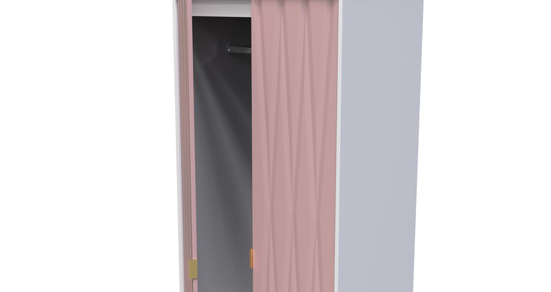 Glitz Ready Assembled 2 Door 2 Drawer Wardrobe in Kobe Pink & White