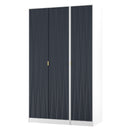 Glitz Ready Assembled Tall Triple Plain Wardrobe in Indigo Matt & White