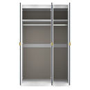 Glitz Ready Assembled Tall Triple Plain Wardrobe in Indigo Matt & White