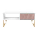 Glitz Ready Assembled 1 Drawer Coffee Table in Kobe Pink & White
