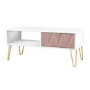 Glitz Ready Assembled 1 Drawer Coffee Table in Kobe Pink & White