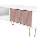 Glitz Ready Assembled 1 Drawer Coffee Table in Kobe Pink & White