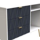 Glitz Ready Assembled 3 Drawer TV Unit in Indigo Matt & White