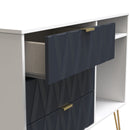 Glitz Ready Assembled 3 Drawer TV Unit in Indigo Matt & White