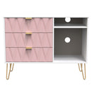 Glitz Ready Assembled 3 Drawer TV Unit in Kobe Pink & White