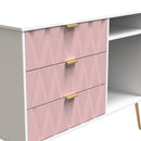 Glitz Ready Assembled 3 Drawer TV Unit in Kobe Pink & White