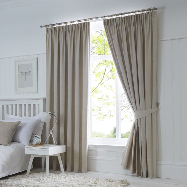 Fusion Dijon Pencil Pleat Curtains in Natural