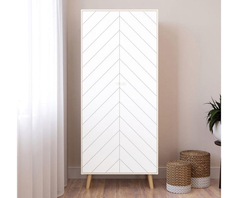 DIXIE 2 DOOR WARDROBE - DUSTY GREY/WHITE