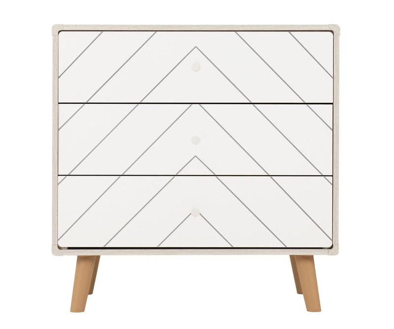 DIXIE 3 DRAWER CHEST - DUSTY GREY/WHITE