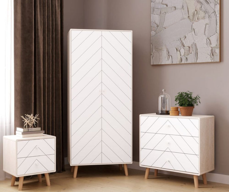 DIXIE 3 DRAWER CHEST - DUSTY GREY/WHITE