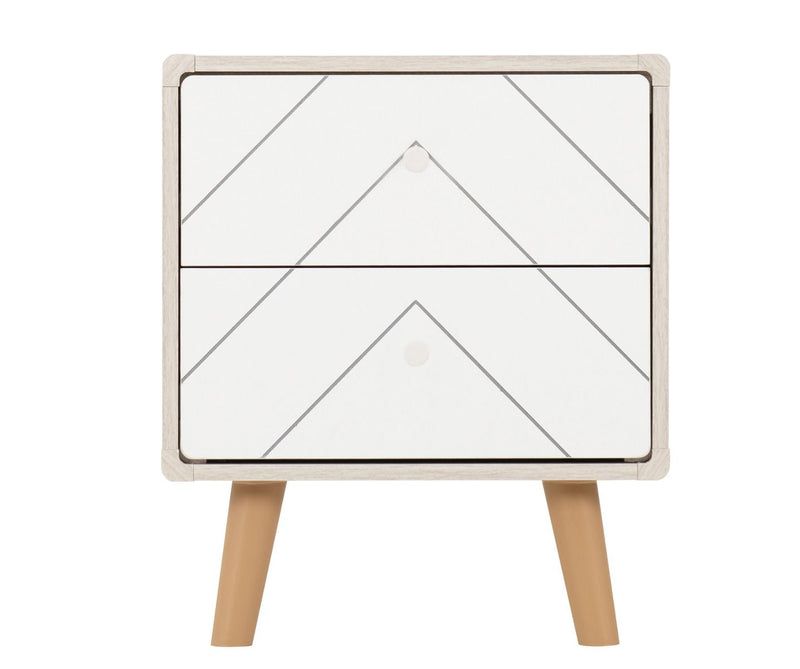 DIXIE 2 DRAWER BEDSIDE - DUSTY GREY/WHITE