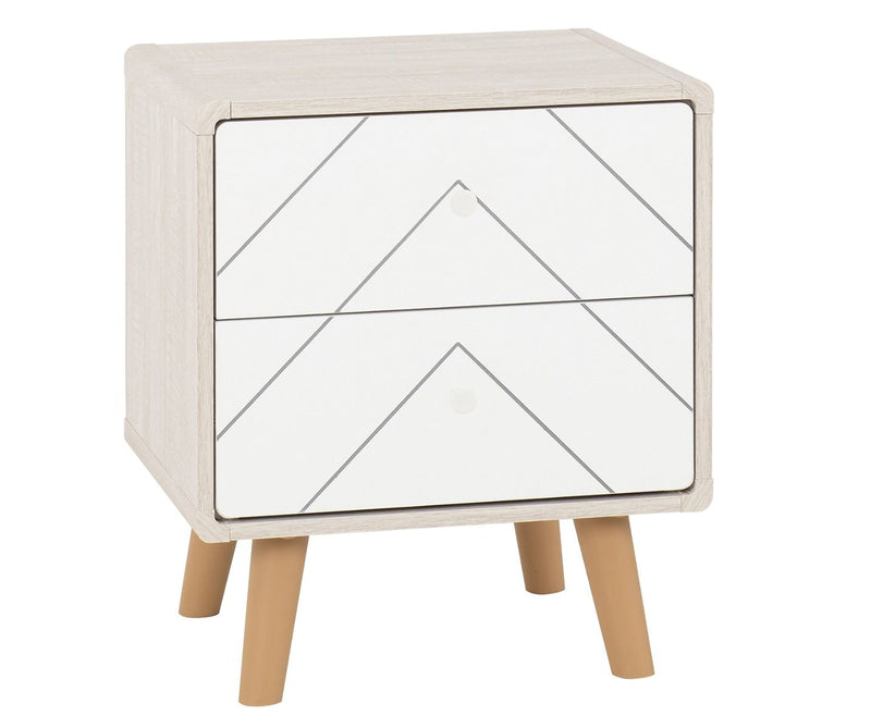 DIXIE 2 DRAWER BEDSIDE - DUSTY GREY/WHITE