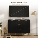 HOMCOM Sideboard Buffet Cabinet w/ 3 Drawers and Adjustable Shelves, Black