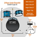 3rd Avenue 3 Piece Beginner Drum Kit - Metallic Blue