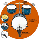 3rd Avenue 3 Piece Beginner Drum Kit - Metallic Blue