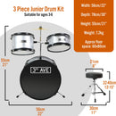 3rd Avenue 3 Piece Junior Drum Kit - Silver