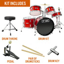 3rd Avenue 5 Piece Junior Drum Kit - Red