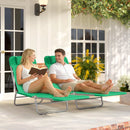 Outsunny 2 Pieces Sun Loungers Foldable Reclining Chair, Dark Green