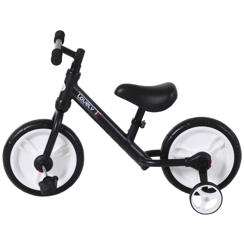 Toddler Balance Bike with Stabalisers - Black